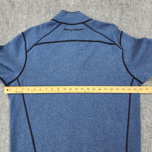 Tommy Bahama Sweater Mens Large Blue Black Flipsider 1/2 Zip Reversible Pullover - Picture 12 of 16